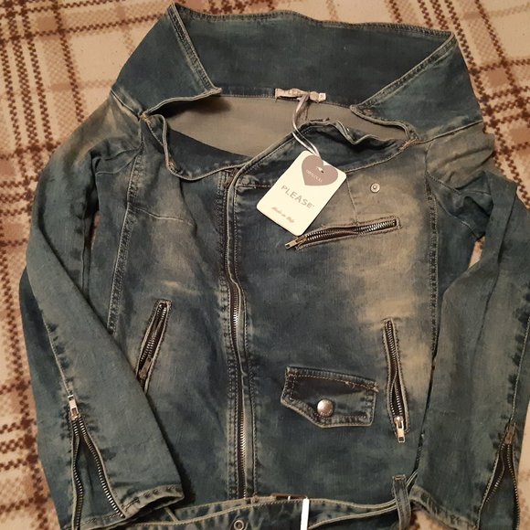PLEASE Jean Jacket Size Medium NWT - Picture 2 of 7